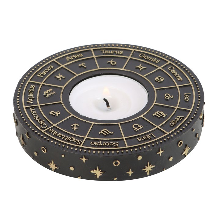 Astrology Wheel Resin Tealight Candle Holder – Celestial Home Decor & Gift