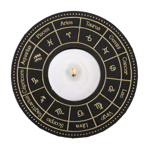 Astrology Wheel Resin Tealight Candle Holder – Celestial Home Decor & Gift