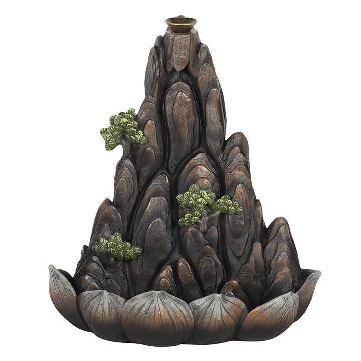 Close-up of bronze mountain backflow burner showing detailed texture and design