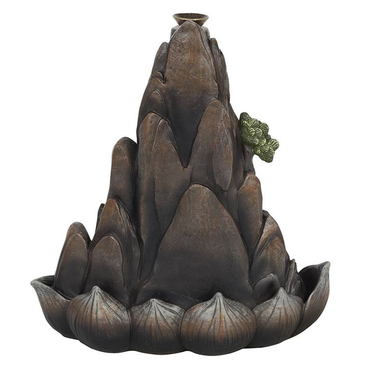 Bronze mountain backflow incense burner alternative angle view