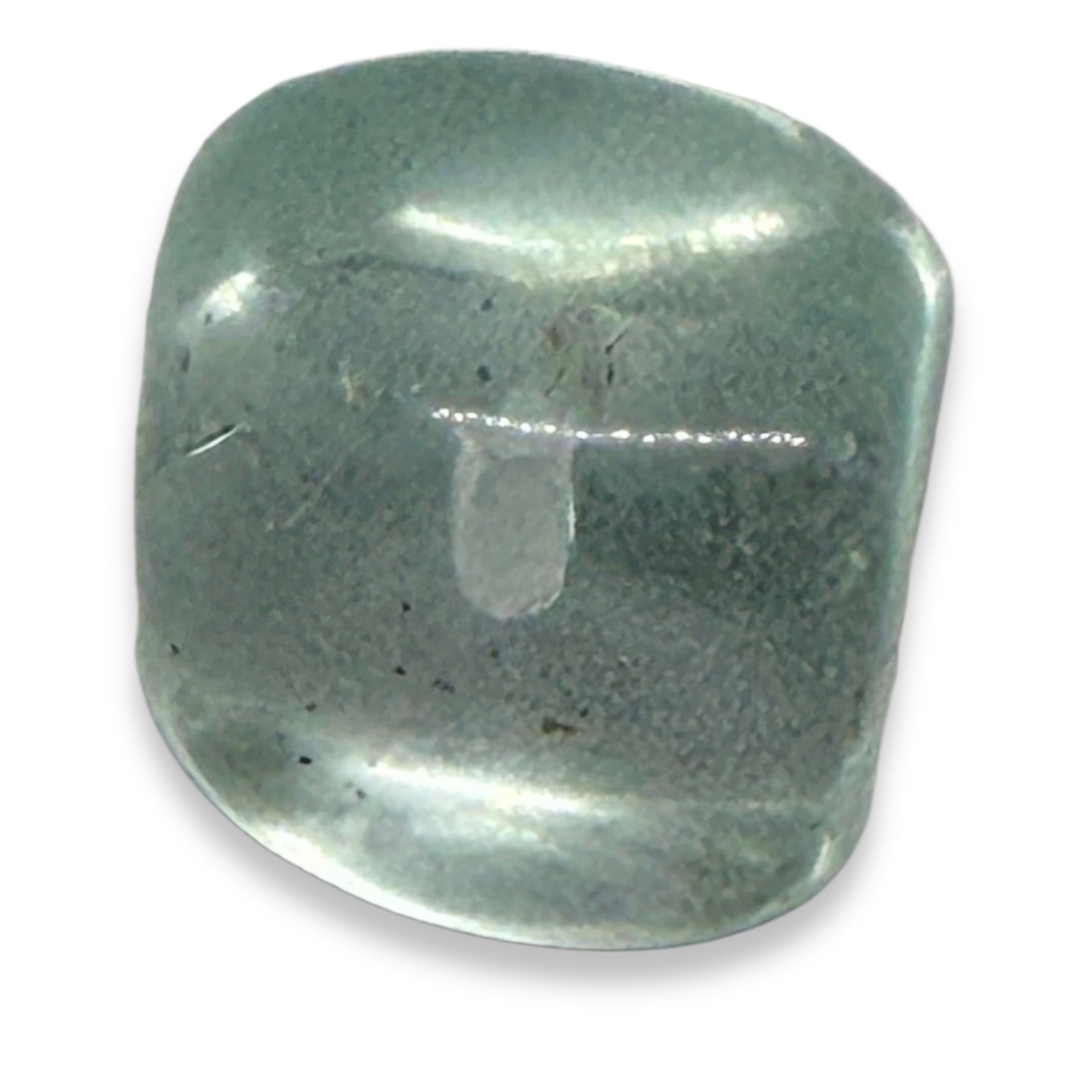 Greenish-blue stone on a white background