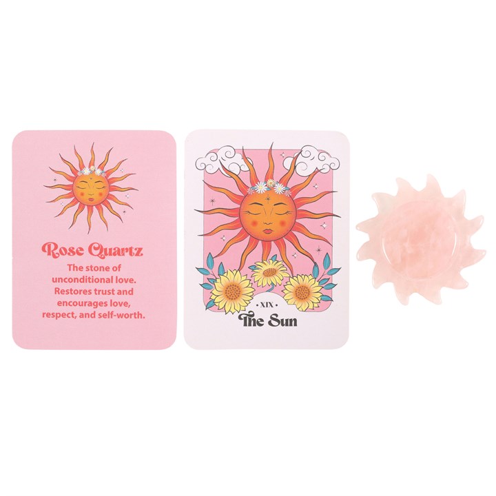 Two cards with sun designs and text on a white background