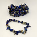 Two blue stone chip bracelets on a white background
