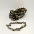 Two stone chip bracelets on a white background