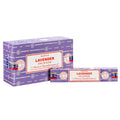 Two boxes of lavender incense on a white background