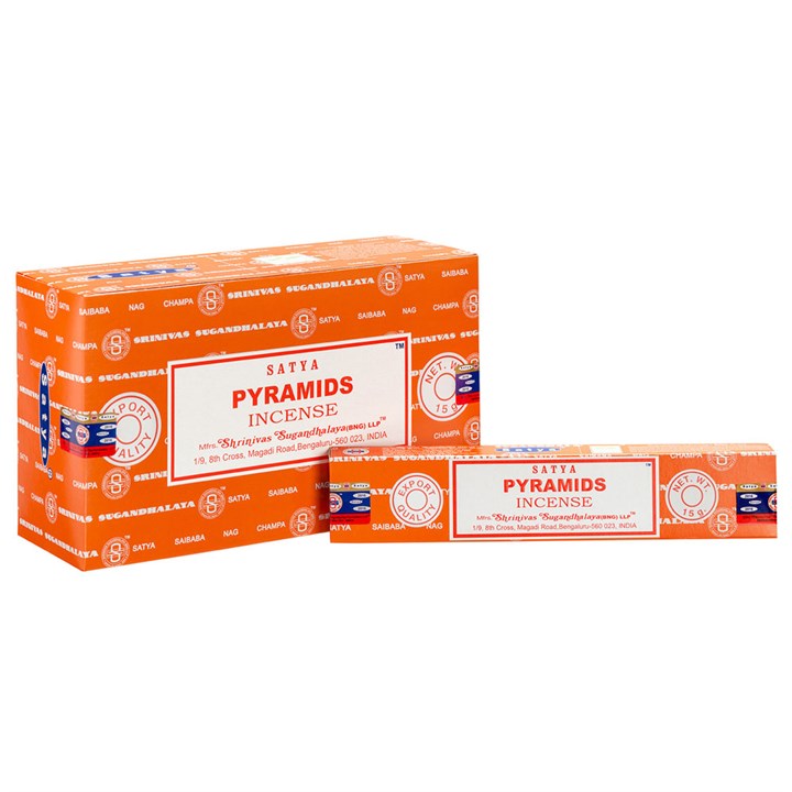 Satya Pyramids Incense packaging on a white background