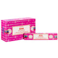 Two boxes of Satya Rose Incense on a white background