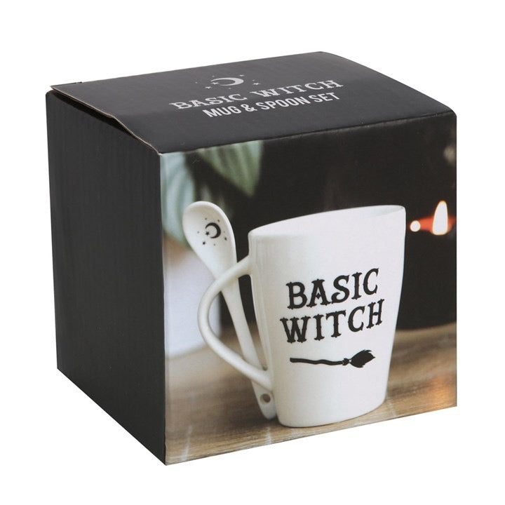 White mug with 'BASIC WITCH' text in a box