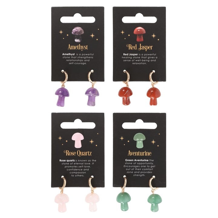 Gemstone Mushroom Earrings – Natural Crystal Jewellery & Gift