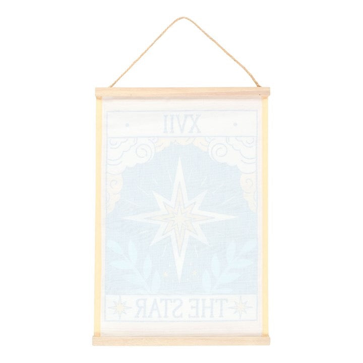 Wooden picture frame with a star design on a white background