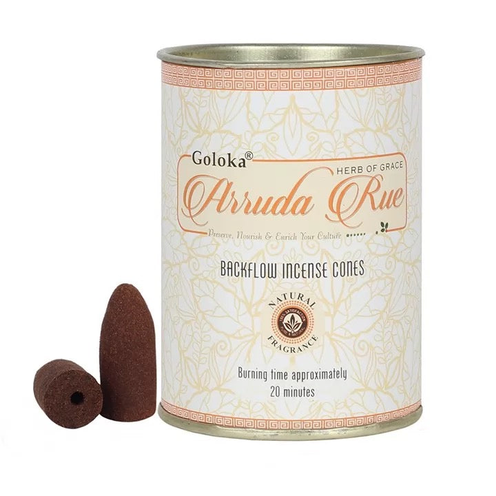 Goloka Backflow Arruda Rue Incense Cones – Backflow Incense for Burners & Cleansing
