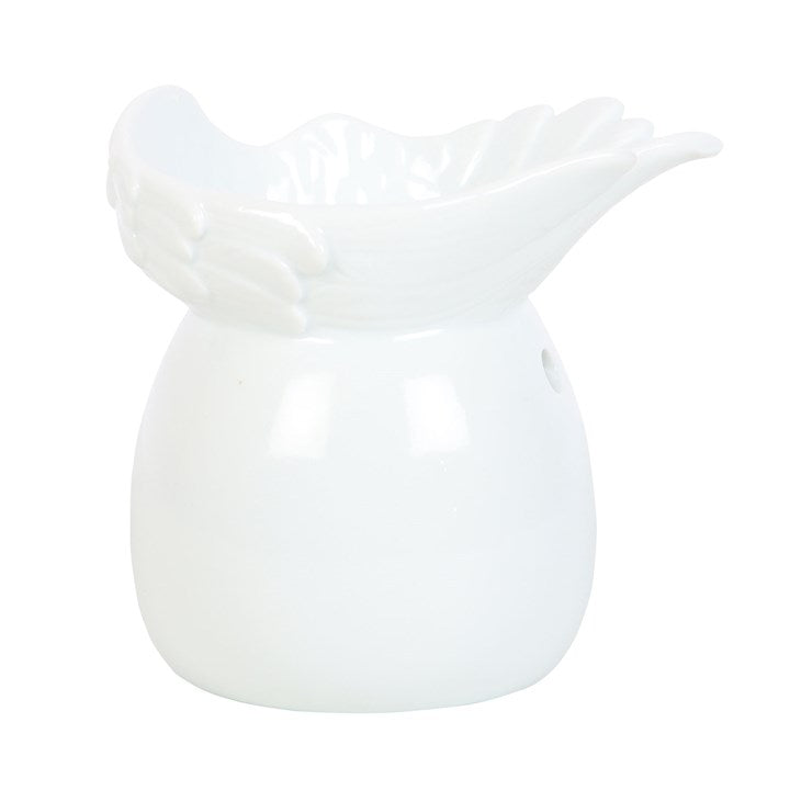 White ceramic duck-shaped object on a white background