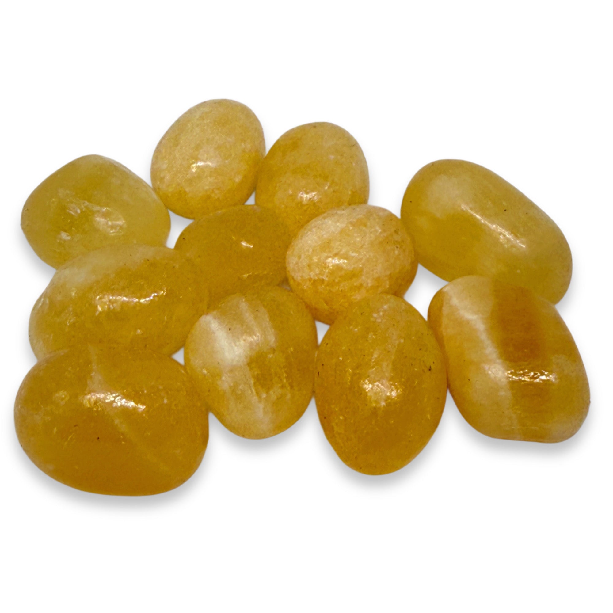Yellow stones on a white background