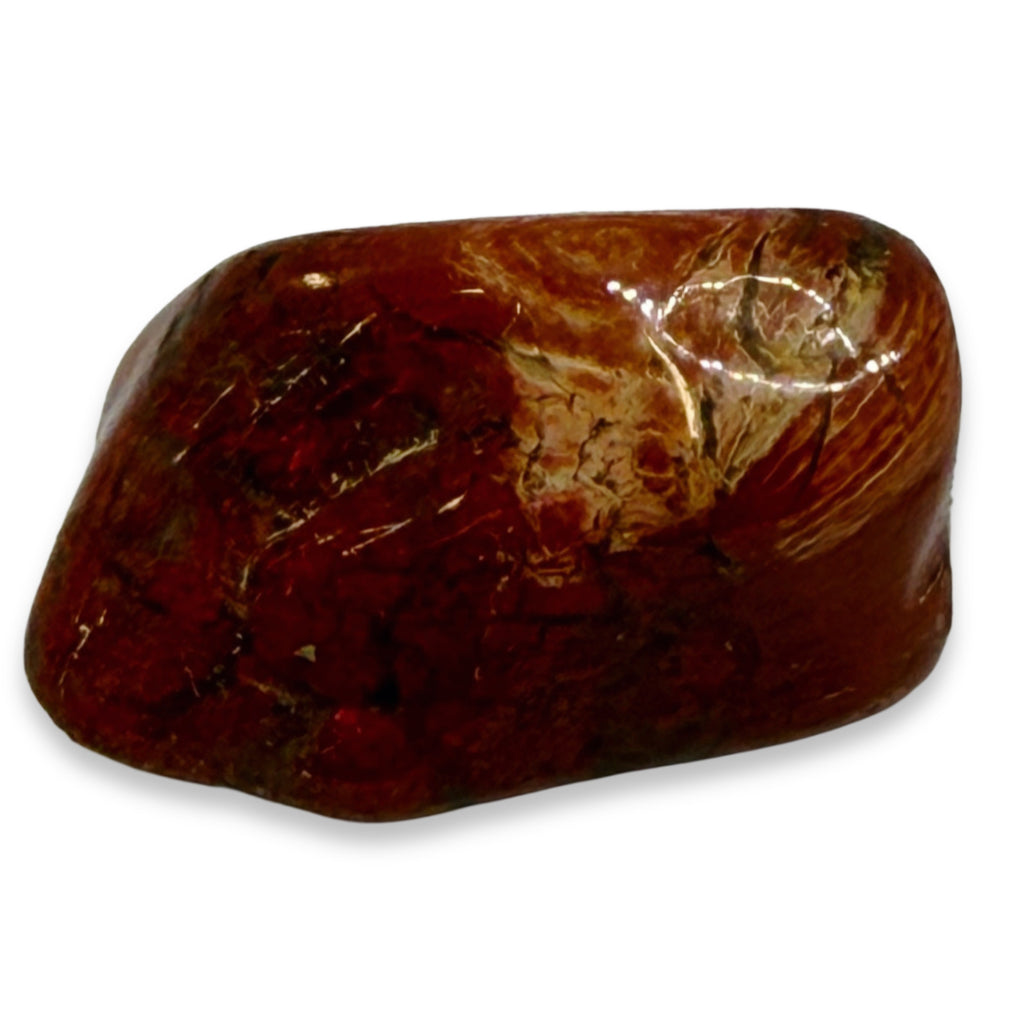 Brown stone with marbled pattern on a white background