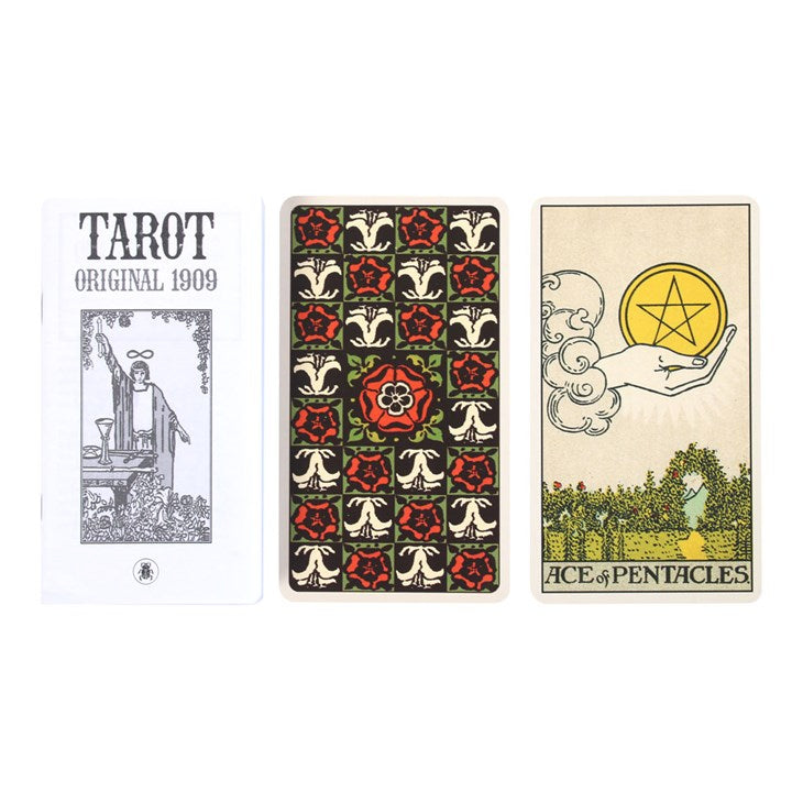 Three tarot cards from the 1909 Original deck on a white background