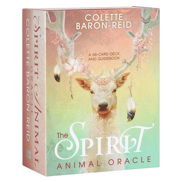 Box for 'The Spirit Animal Oracle' by Colette Baron-Reid with a deer illustration on a pastel background.