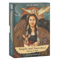 Oracle cards packaging with artwork of a woman surrounded by animals and text 'Angels and Ancestors' by Kyle Gray.
