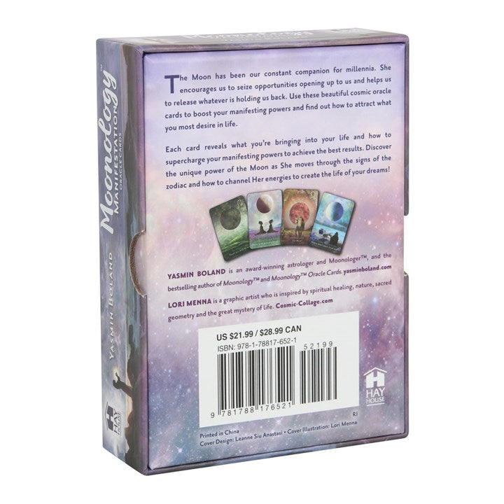 Card game packaging with text and images of cards on a white background