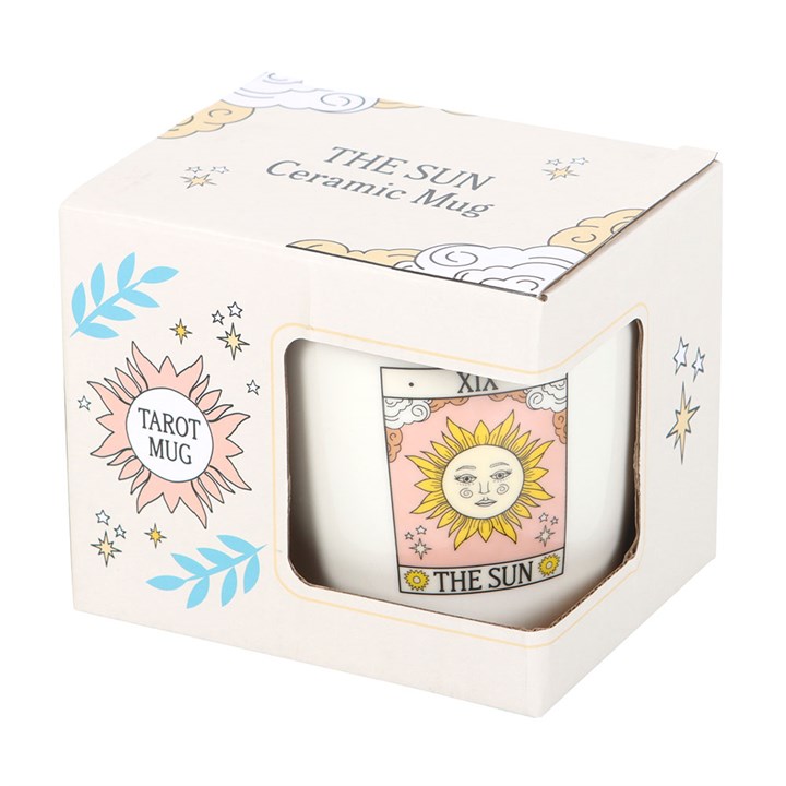 Ceramic mug with tarot design in a decorative box