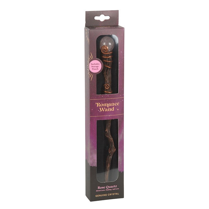 Package of a 'Romance Wand' with a clear window showing the product inside on a white background.