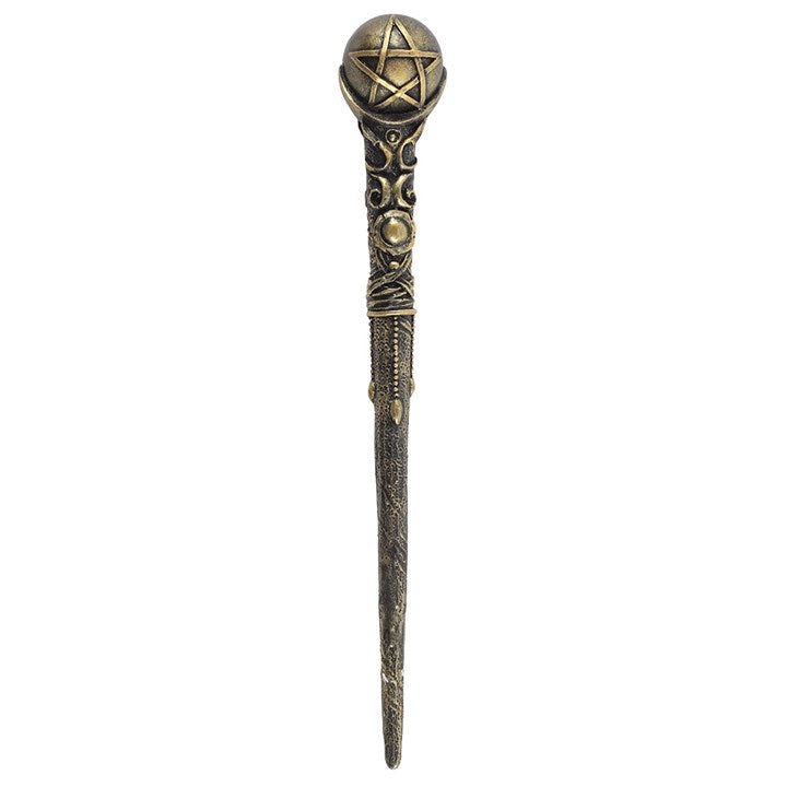 Decorative pen with a pentagram design on a white background