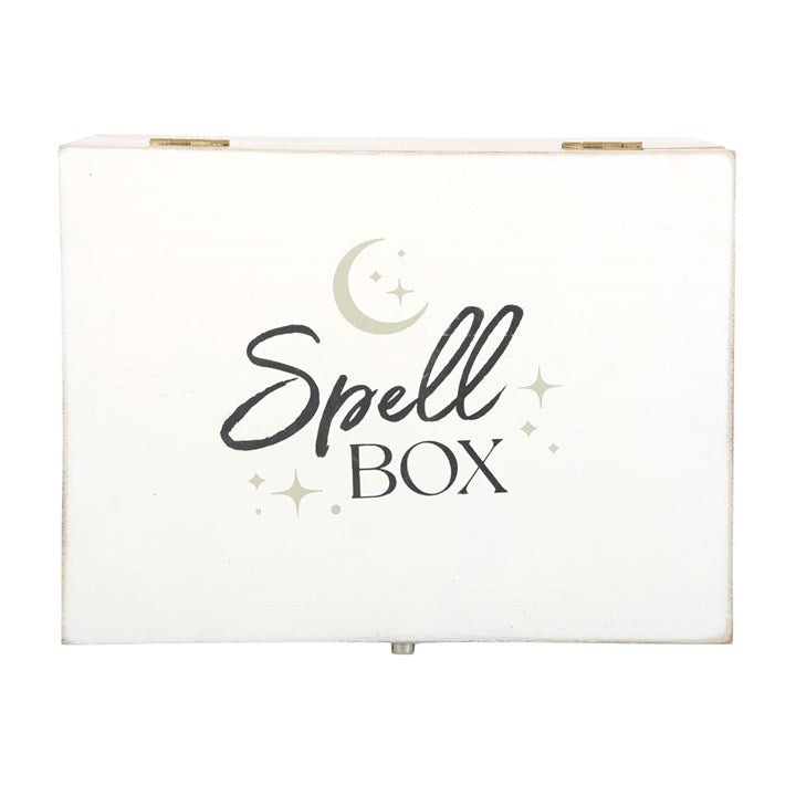 White box with 'Spell Box' text and decorative elements on a white background